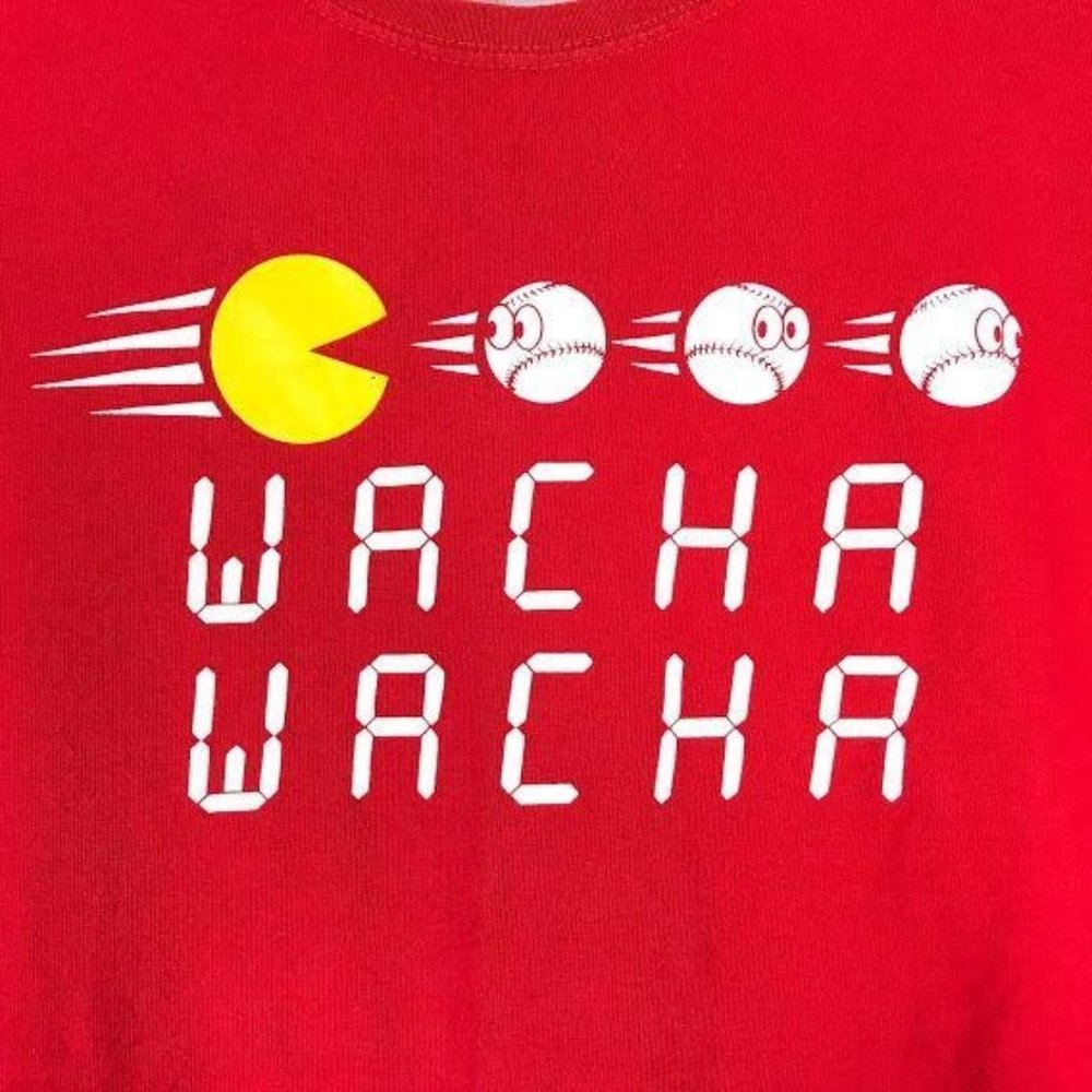 Delta Mens 3XL Red TShirt Wacha Wacha Baseball Graphic Print Short Sleeve Casual